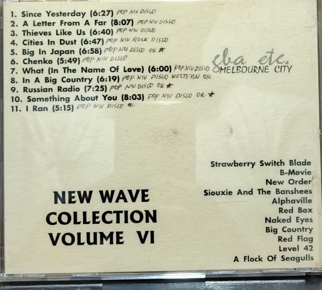 New Wave Collection Volume VI CD Compilation (Category: CDs & DVDs) located in Manila. Submitted by ruelcabrer77078 (Listing ID 1461546374, Image 3). Description: - Compilation CD featuring classic New Wave hits. - Includes tracks from Strawberry Switch Blade, B-Movie, New Order, Siouxie And The Banshees, and more. - Some songs are marked as 'Pop NW Disco'. - This is a promotional copy, strictly not for sale. - A must-have for any New Wave music 