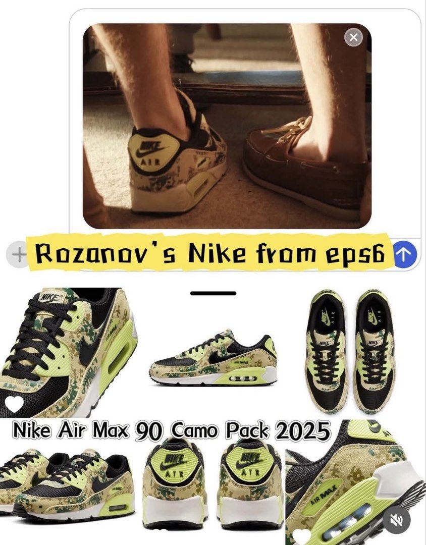 Nike Air Max 90 Camo Pack 2025 (Category: Sneakers) located in Davao. Submitted by gmsg20 (Listing ID 1461481910, Image 3). Description: - Nike Air Max 90 sneakers - 2025 Camo Pack edition - Desert camouflage pattern - Vibrant neon green accents - Classic black laces and Nike swoosh - Air Max branding on side and heel - Ideal for casual wear and everyday style.
