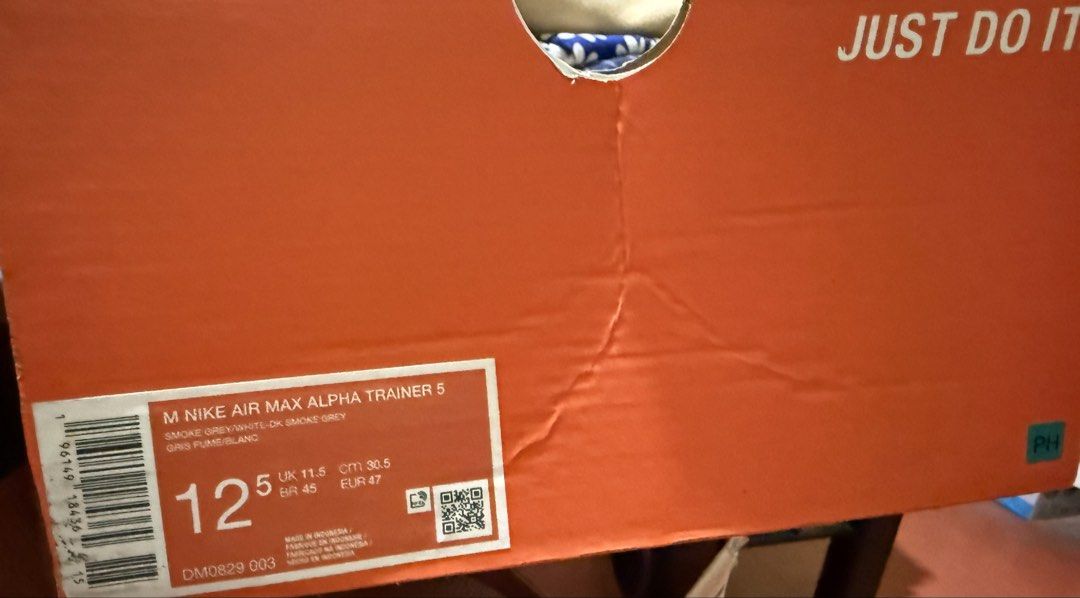 Nike Air Max Alpha Trainer 5 - Grey (Category: Sneakers) located in Quezon City. Submitted by kingjamessixers (Listing ID 1461395582, Image 2). Description: FOR SALE: Nike Air Max Alpha Trainer 5 – Size 12.5 Brand new and never fitted! 👟 🎁 FREEBIE: 1 pair of brand-new Nike socks 💯 Already priced below SRP, so please no lowball offers. 📩 PM for a faster transaction. ✅.