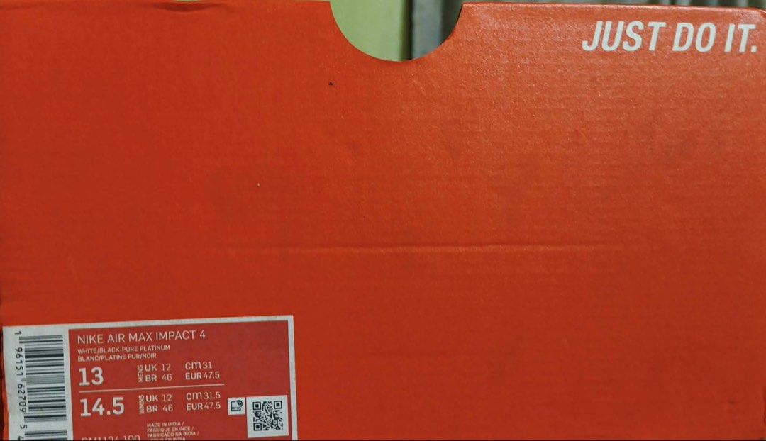 Nike Air Max Impact 4 (Category: Sneakers) located in Quezon City. Submitted by kingjamessixers (Listing ID 1461516909, Image 2). Description: FOR SALE: Nike Air Max Impact 4 – Size 13 Brand new and never fitted! 👟 🎁 FREEBIE: 1 pair of brand-new Nike socks 💯 Already priced below SRP, so please no lowball offers. 📩 PM for a faster transaction. ✅.