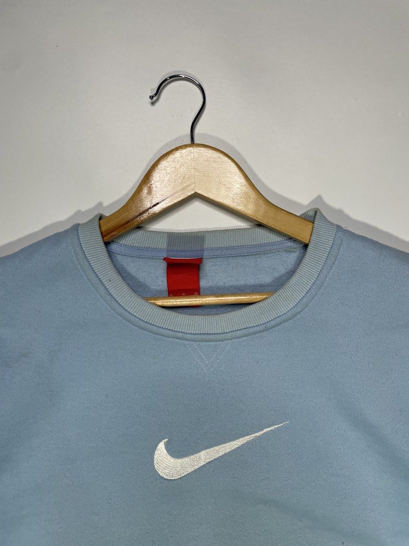 Nike Baby Blue Midswoosh Sweater (Category: Activewear) located in Dasmarinas. Submitted by just_find_castleton (Listing ID 1461393349, Image 2). Description: Nike Baby Blue Midswoosh Sweater Size: XL Dimension: Width - 21.5 Length - 26 Condition - 9/10 -Check pics -1-2 days reservation only -Flakers/Bogus will be posted -Add sf -This is thrift item please manage your expectations.