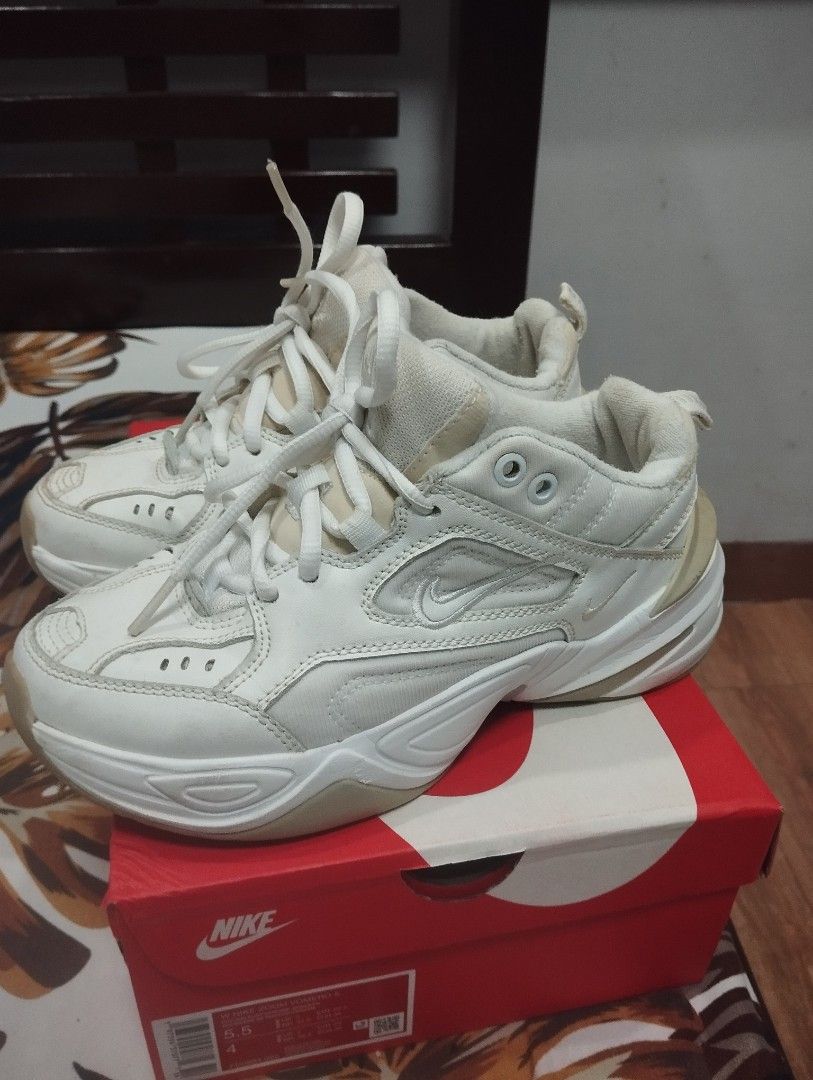 Nike M2K Tekno White Sneakers (Category: Sneakers) located in Dagupan City. Submitted by nartleb_naan (Listing ID 1461527041, Image 2). Description: - White Nike M2K Tekno sneakers - Size: 36 EUR / 22.5 CM - Style: Chunky, comfortable, perfect for everyday wear - Condition: Shows some signs of wear on soles and uppers, but plenty of life left - Includes: Original Nike managed your expectation this is Preloved shoes.. issue ASA pics npo .