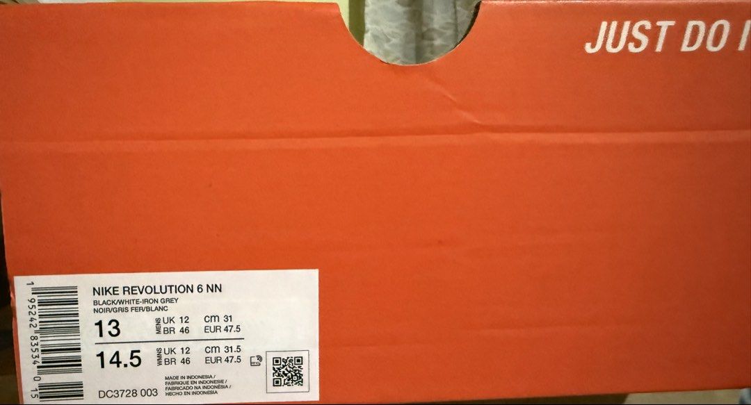 Nike Revolution 6 NN (Category: Sneakers) located in Quezon City. Submitted by kingjamessixers (Listing ID 1461393829, Image 2). Description: FOR SALE: Nike Revolution 6 NN – Size 13 Brand new and never fitted! 👟 🎁 FREEBIE: 1 pair of brand-new Nike socks 💯 Already priced below SRP, so please no lowball offers. 📩 PM for a faster transaction. ✅.