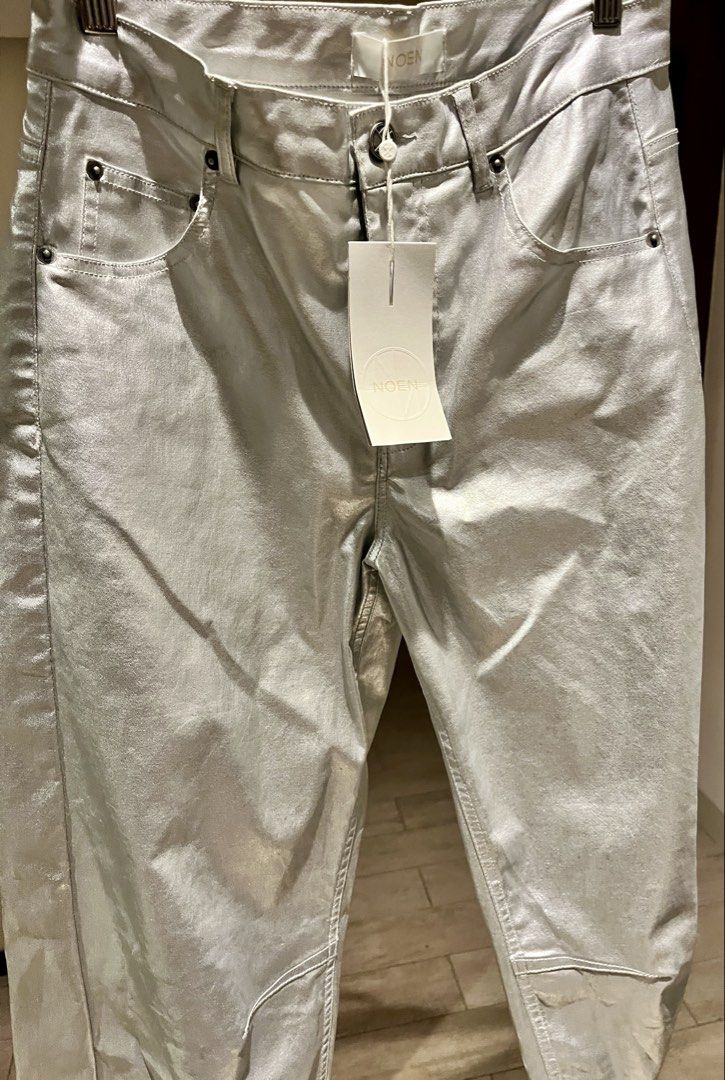 NOEN 81427 Metallic Silver Barrel Jeans (Category: Luxury Apparel) located in Marikina City. Submitted by itsmejerome3030 (Listing ID 1461537593, Image 3). Description: Brand: Noen Nordic Size: small to medium Color: Metallic Silver Issue: none (brand new with tag) PS I’ll make sure shipped items are presentable, however kindly manage your expectations since it’s preloved. Note: No return, no exchange Thank you very much MOP: Paymaya/ BDO/ Metrob