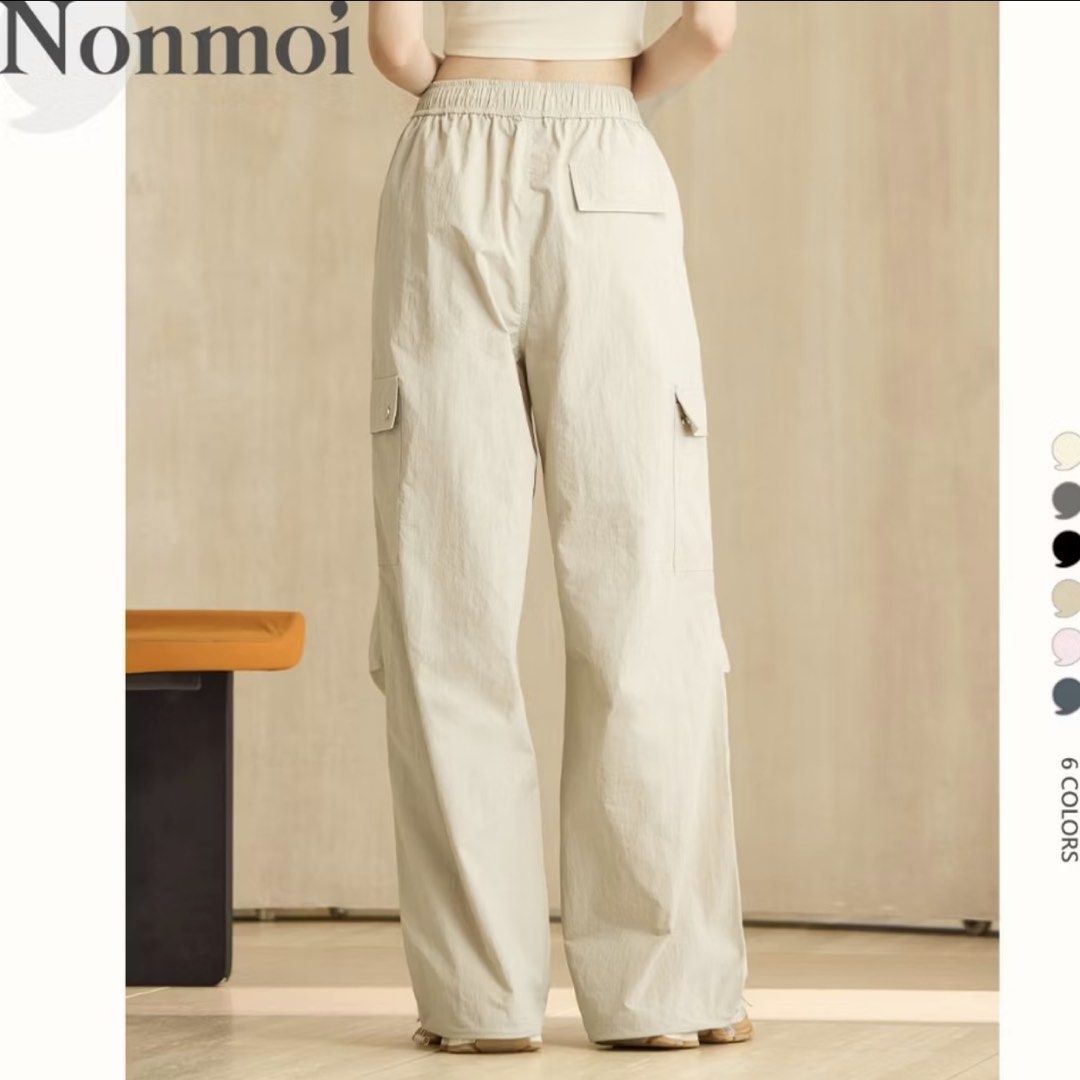 Nonmoi Khaki Cargo Pants Wide Leg (Category: Other Bottoms) located in Pasay City. Submitted by wcmluv (Listing ID 1461493819, Image 1). Description: - Wide leg style -Water- repellent - Elastic waistband with drawstring - Multiple pockets for essentials Rfs: i prefer medium size, got no choice nung binili ko kasi Large na lang avail that time and may hike na me, used once lang nung Mt. Pinatubo hike ko. Selling so i can buy my desired size.