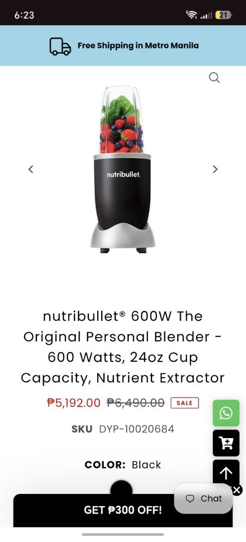 NutriBullet 600W Personal Blender 12-Piece Set (Category: Juicers, Blenders & Grinders) located in Mandaluyong City. Submitted by ver.qn (Listing ID 1461484649, Image 2). Description: 600 Watts, 24oz Cup Capacity, Nutrient Extractor P6,490.00 SRP, 3,500 nalang Brandnew po sya not used, nayupi yupi lang ang box. No damages ang item, protected po sya ng carton box sa loob INCLUSIONS. 1 Motor Base 1 Cross Blade 1 24oz Tall Cup 1 User Manual / Recipe