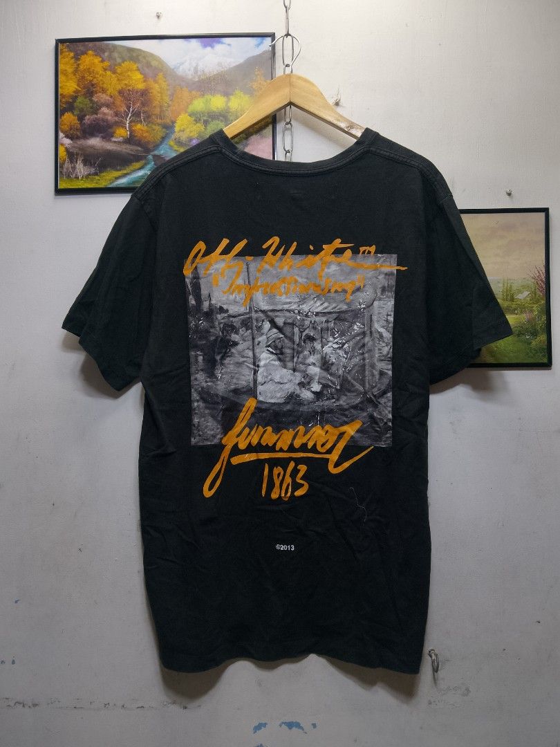 off white tee (Category: Tshirts & Polo Shirts ) located in Valenzuela. Submitted by joshwrldselection (Listing ID 1461553718, Image 2). Description: xl very good condition nagdikit print sa likod thrift..