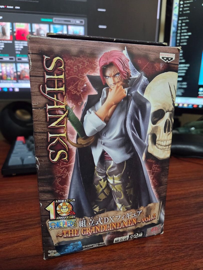 One Piece The Grandline Men: Shanks (Category: Figurines & Statues) located in Lipa City. Submitted by vergaraac (Listing ID 1461474620, Image 1). Description: Condition: - Minor wear and tear on box from storage, unused/not displayed - Figures are visibly in good condition, buyer may ask for photos/videos of figures for further inspection.