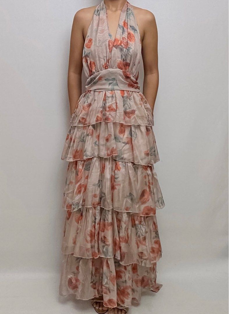 Open Back Layer Rosa Halter Long Dress (Category: Dresses) located in Pasig City. Submitted by wear_she_goes (Listing ID 1461333028, Image 1). Description: -lined, lightweight B:30-36” W:25” L:58”.
