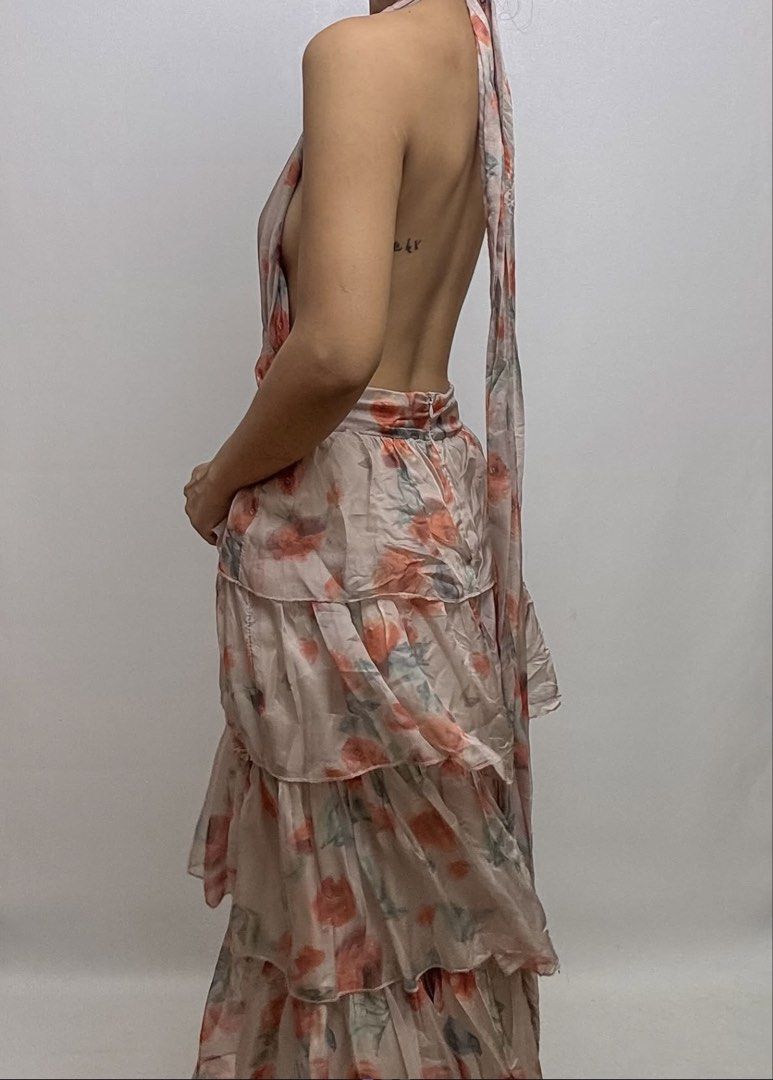 Open Back Layer Rosa Halter Long Dress (Category: Dresses) located in Pasig City. Submitted by wear_she_goes (Listing ID 1461333028, Image 2). Description: -lined, lightweight B:30-36” W:25” L:58”.