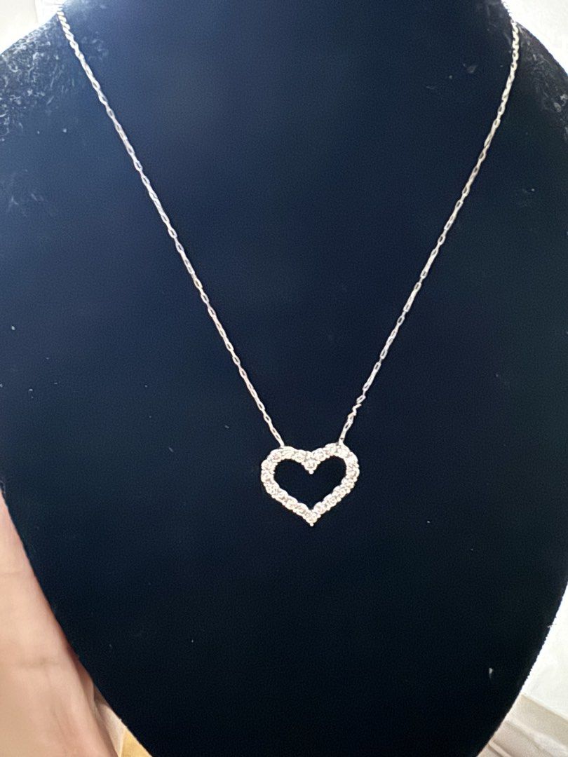 open heart natural diamond necklace (Category: Necklaces) located in Rizal. Submitted by mariediamonds (Listing ID 1461413219, Image 1). Description: 0.30cts natural diamonds 18k japan setting chain is pt900 fully adjustable .