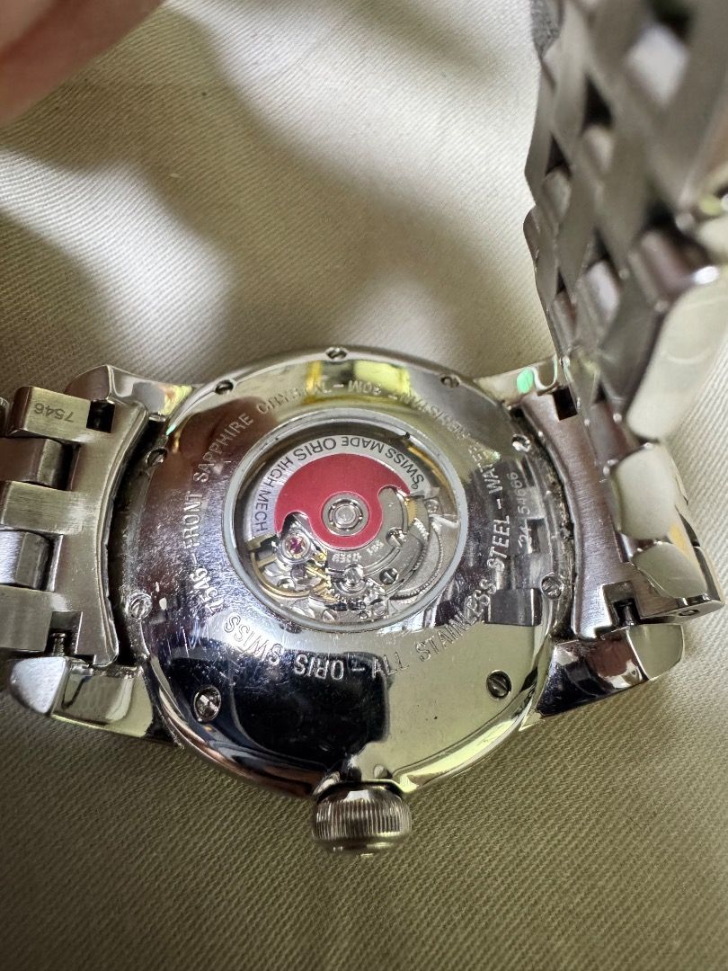 ORIS Automatic Moonphase Watch (Category: Luxury Watches) located in Caloocan City. Submitted by dave235 (Listing ID 1461465297, Image 2). Description: - ORIS Automatic Watch - Moonphase, Day, and Date Complications - Stainless Steel Bracelet - Swiss Made - First Owner - Purchase Date: December 26, 2005 - Watch Reference: 581 7546 40 54 M.
