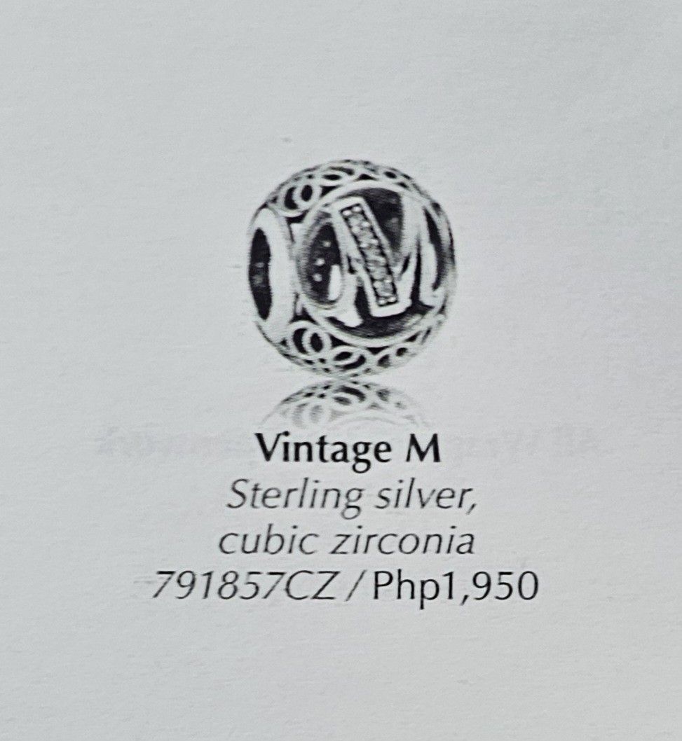 Pandora Vintage Letter Charm (Category: Charms) located in Manila. Submitted by onlinesmartshopping12 (Listing ID 1461438921, Image 1). Description: original no issue.