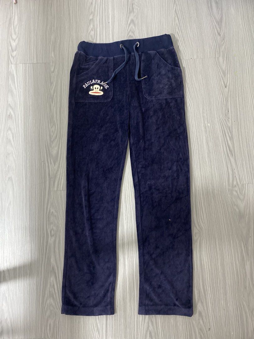 PAUL FRANK VELOUR JOGGER PANTS - SIZE M (Category: Other Bottoms) located in Quezon City. Submitted by high1sthrift (Listing ID 1461507374, Image 2). Description: 🐒 PAUL FRANK VELOUR JOGGER PANTS - SIZE M 🐒 BRAND: Paul & Frank (Paul Frank Industries) SIZE: M on tag - Fits S-M (Women's) COLOR: Navy Blue / Midnight Blue CONDITION: 9/10 Excellent - Like new, no fade MATERIAL: Velour / Velvet - Soft & comfy MEASUREMENTS: Waist: 26-32" (garterized +