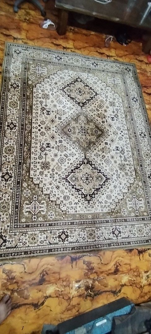 Persian Style Area Rug - Beige and Grey Pattern (Category: Carpets, Mats & Flooring) located in Caloocan City. Submitted by rowely_jpn (Listing ID 1461460433, Image 3). Description: Japan surplus Beautiful Persian-style rug. Features a detailed geometric pattern in beige and grey tones. Adds warmth and character to any room. Good size for living room or bedroom. Clean and well-maintained..