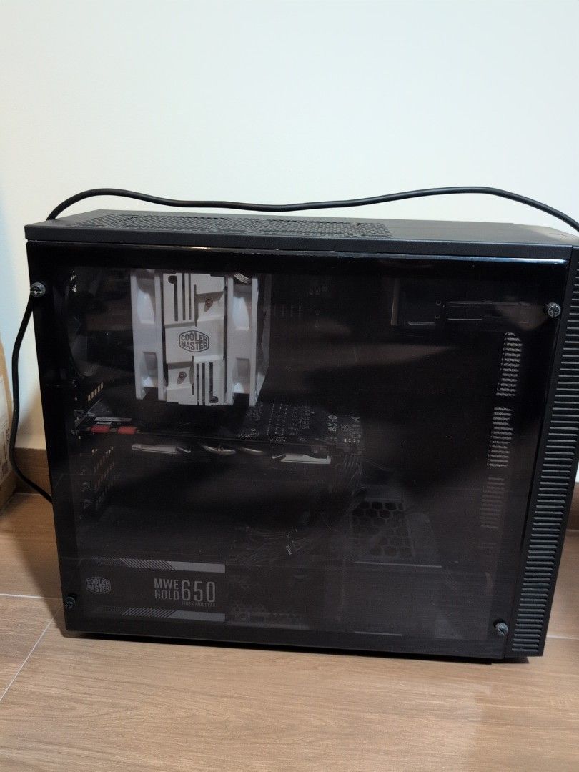 Personal Computer (Category: Computer Parts) located in Singapore. Submitted by aesylum (Listing ID 1461489150, Image 1). Description: - Corsair Vengeance LPX DDR4 3600MHz C18 8GB x4 - AMD Ryzen 5 3600XT 6-core CPU - MSI B450M Bazooka Max Wifi - Armor OC GTX 1070 - Cooler Master MWE Gold 650 PSU - Cooler Master Hyper 212 LED Turbo White edition - Cooler Master N200 Case - Storage drive not included..