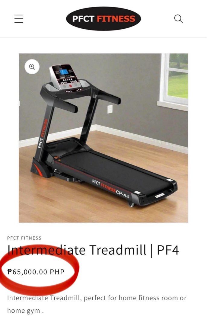 Pfct Intermediate threadmill (Category: Cardio & Fitness Machines) located in Manila. Submitted by happy.ashfinds (Listing ID 1461371767, Image 1). Description: Pfct Intermediate threadmill Originally P65,000 Selling for P35,000 only Used for a few months In good working condition AVR not included Intermediate Treadmill, perfect for home fitness room or home gym . 3.25 horsepower DC motor "VERY POWERFUL MOTOR" Bluetooth Ready with Application LCD