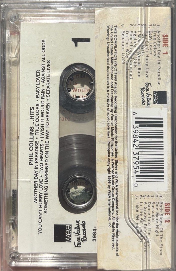 PHIL COLLINS… HITS| CASSETTE TAPE (Category: CDs & DVDs) located in Manila. Submitted by justam92 (Listing ID 1461466095, Image 2). Description: NEAR MINT CONDITION YOURS FOR 200+SF MOP GCASH PM ME FOR MORE DETAILS.