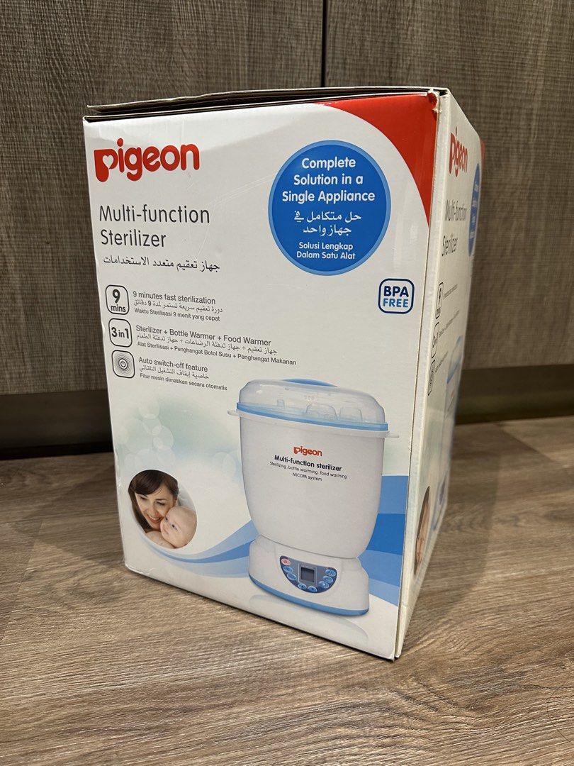 Pigeon Multi-function Sterilizer Bottle Warmer Food Warmer (Category: Breastfeeding & Bottle Feeding) located in Manila. Submitted by fabfinds1111 (Listing ID 1461427064, Image 2). Description: - Pigeon Multi-Function Sterilizer - 3-in-1: Sterilizer, Bottle Warmer, Food Warmer - Fast Sterilization: Ready in just 9 minutes - Safety Feature: Auto switch-off - BPA-Free materials - Ideal for modern mothers seeking convenience - All-in-one solution fo