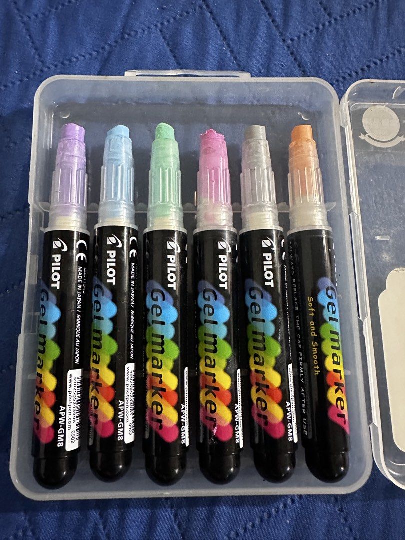 Pilot Gel Marker Pastel Colours Set (Category: Stationery & School Supplies) located in Manila. Submitted by jailand08 (Listing ID 1461476693, Image 2). Description: - Set of 6 Pilot Gel Markers - Beautiful pastel colors - Soft and smooth ink flow - Refillable for long-lasting use - Ideal for drawing, art projects, and journaling - Comes in a convenient clear plastic case.