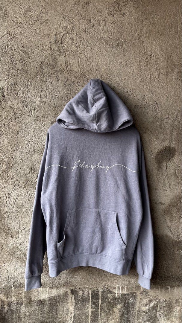 Playboy Grey Hoodie Size S/P (Category: Hoodies) located in Cabuyao City. Submitted by bulandos (Listing ID 1461428952, Image 1). Description: - Grey Playboy hoodie - Classic Playboy bunny logo on back - 'Playboy' text graphic on front - Kangaroo pocket - Hood with drawstrings - Made in China - Tagged S/P.