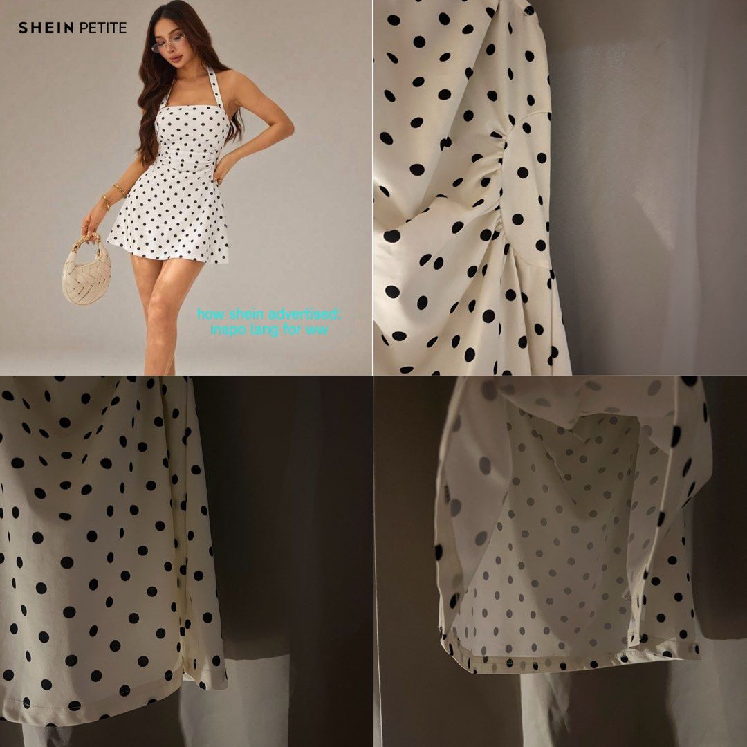 Polka dots short dress (Category: Dresses) located in Manila. Submitted by lovedbygela19 (Listing ID 1461558964, Image 2). Description: - used once - too big for me - stretchable fabric - stitched the chest part since its too loose, naaalis naman yung stitch easily rsf: need funds for my internship☘️.