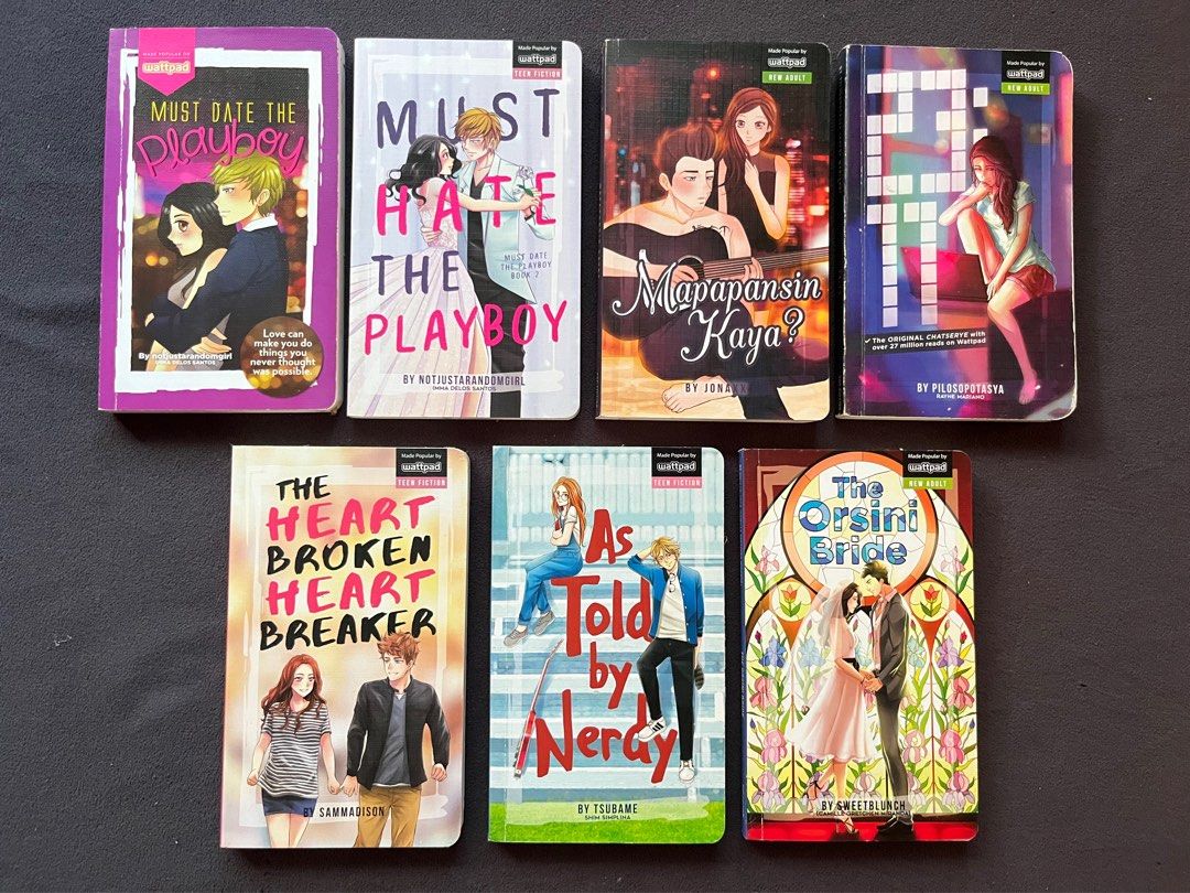 Pop Fiction Books Bundle (Category: Storybooks) located in Kalibo. Submitted by evereign (Listing ID 1461561344, Image 1). Description: Includes: > Must Date the Playboy by notjustarandomgirl > Must Hate the Playboy by notjustarandomgirl > Mapapansin Kaya by jonaxx > 23:11 by pilosopotasya > The Heartbroken Heartbreaker by sammadison > As Told by Nerdy by tsubame > The Orsini Bride by sweetblunch - all like new with bookmarks, except 23:11 pm for