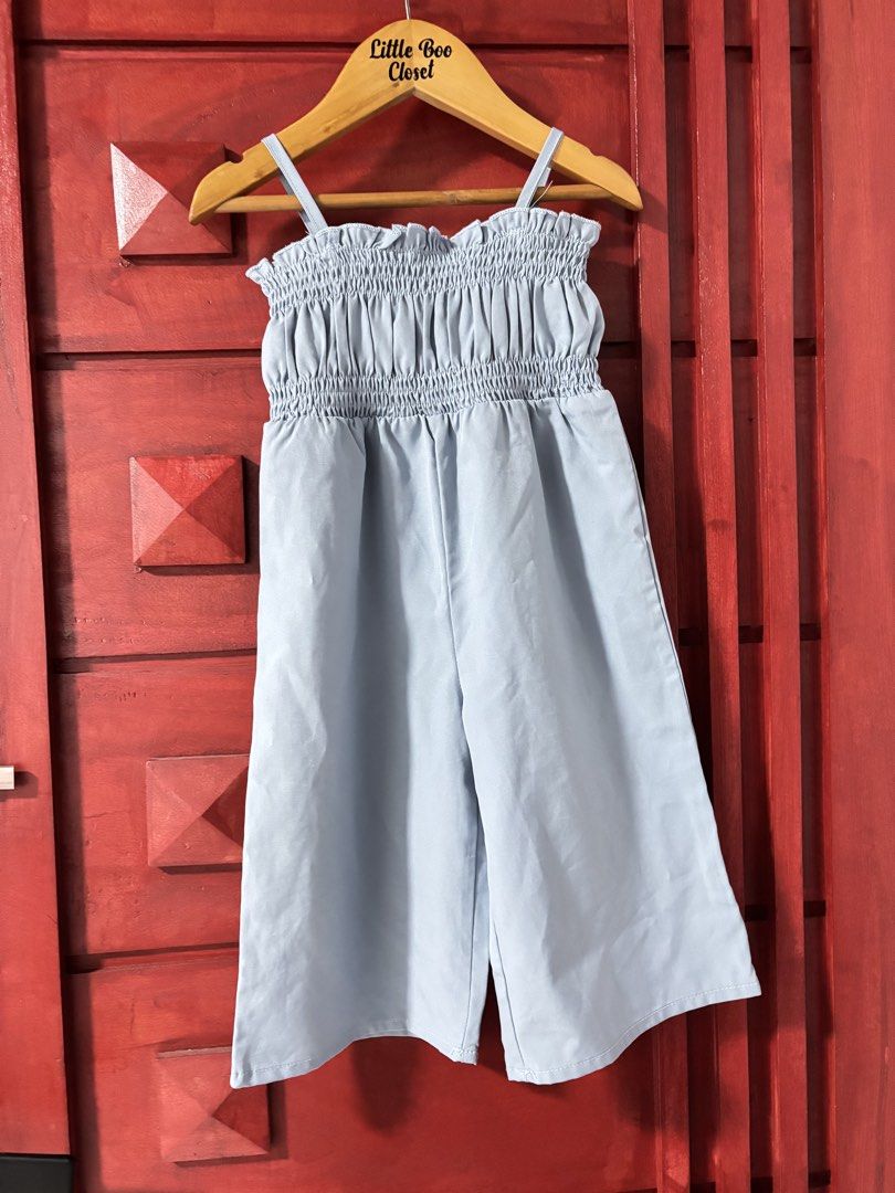 Powder blue romper pants (Category: Babies & Kids Fashion) located in Imus. Submitted by littlebooythriftstore (Listing ID 1461349061, Image 1). Description: Tinahi ko lang pwede tanggalin Bacoor.