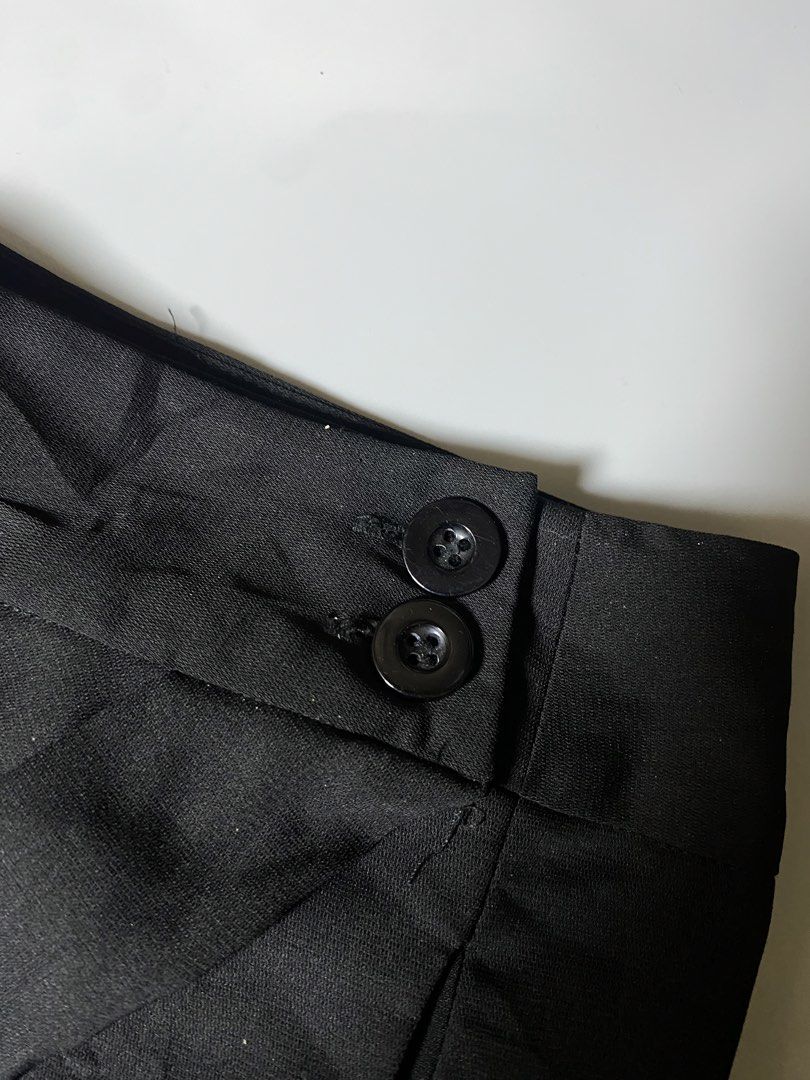Prada Black Wrap-Front Trousers (Category: Other Bottoms) located in Makati City. Submitted by earnx_ (Listing ID 1461545293, Image 3). Description: Prada Black Wrap-Front Trousers - Size medium on tag - Dimension is 26x34.5 - No issue/Need wash only.