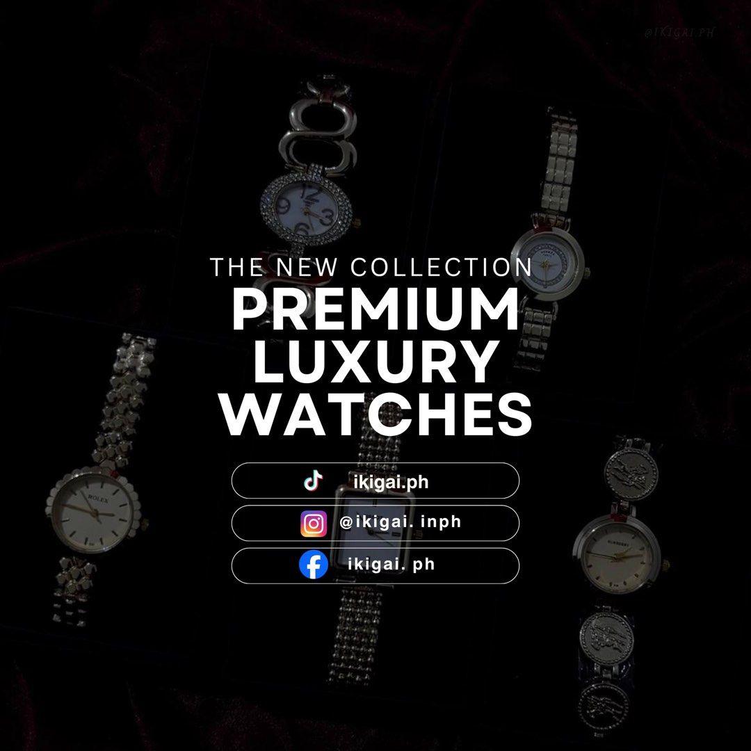 PREMIUM LUXURY WATCHES (Category: Women's Watches) located in Naujan. Submitted by ikigai.inph (Listing ID 1461362977, Image 1). Description: Make it premium. BerMonths Sales! ⌚️ TAKE ALL FOR 950 php 🛵 nationwide shipment 📦 open for bulk orders dm your orders! .