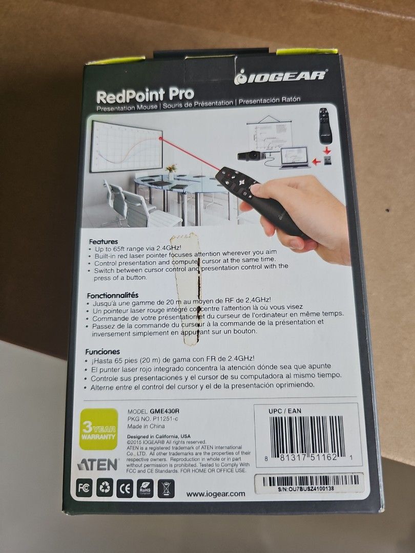 Presentation mouse (Category: Other Accessories) located in Singapore. Submitted by chapge2017 (Listing ID 1461415970, Image 2). Description: - for presentation used - Comes with laser pointer.
