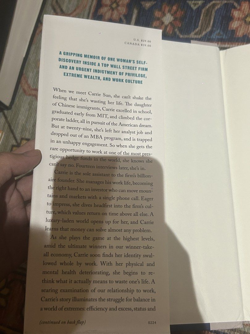 Private Equity: A Memoir by Carrie Sun——— (Category: Storybooks) located in Paranaque City. Submitted by svrdr (Listing ID 1461518283, Image 2). Description: Private Equity: A Memoir — Carrie Sun (MIT graduate, former Wall Street financial analyst) At twenty-nine, Sun walked away from an analyst career to become the sole executive assistant to the reclusive billionaire founder of an elite hedge fund she calls "Carbon," run by a man she names "Boo