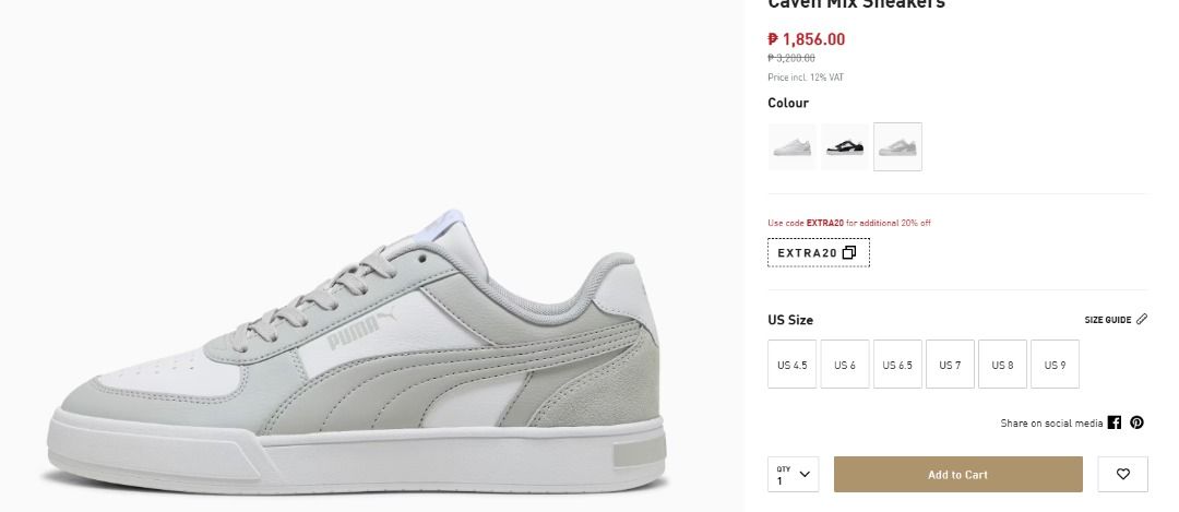 Puma CAVEN Ash Grey and White Sneakers (Category: Casual Shoes) located in Quezon City. Submitted by 1apollo (Listing ID 1461406161, Image 3). Description: -Used once only, rfs too small for my size - 3200 brand new price & 1900 sale price on puma website NO ISSUES 100% CLEAN INSPECT ALL U WANT!!!! RUSH SELLING!! fast break!!.