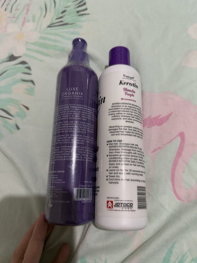 Purple Shampoo (Luxe Organix & Monea) (Category: Hair) located in Paranaque City. Submitted by lovelea (Listing ID 1461521588, Image 2). Description: Luxe Organix Purple Shampoo (270ml) - new; sealed Monea Keratin Purple Shampoo (250ml) - used; about 200ml remaining Take both for only 250 Rfs: no longer blonde or have highlights.