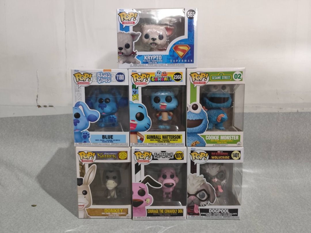 RANDOM FUNKO PT.2 (Category: Designer & Blind Box Toys) located in Quezon City. Submitted by foxstrat17 (Listing ID 1461482191, Image 1). Description: Cookie Monster 7.5-8/10 - PHP 950.00 Krypto 8.5-9/10 - PHP 650.00 Courage 8/10 - PHP 750.00 Blue 8.5/10 - PHP 700.00 Dogpool 8.5-9/10 - PHP 950.00 Donkey 7/10 - PHP 800.00 Gumball 8.5/10 - PHP 1,200.00 Location: Cubao, Quezon City MOP: Gcash/Maya/Maribank MOD: Lalamove/LBC/Meetup by schedule Add 10