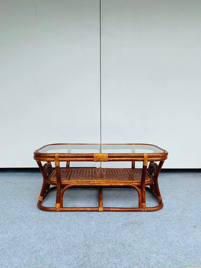 RATTAN CENTER TABLE GLASS TOP (Category: Tables & Sets) located in Manila. Submitted by jerichocal17856 (Listing ID 1461431817, Image 1). Description: “JAPAN SURPLUS” RATTAN CENTER TABLE GLASS TOP SIZE: 36L” x 20W” x 15H” inches (AS-IS ITEM) IN GOOD CONDITION.