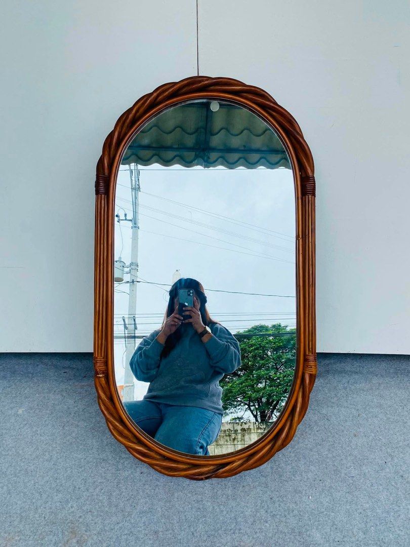RATTAN WALL MIRROR (Category: Other Home Furniture) located in Manila. Submitted by jerichocal17856 (Listing ID 1461432059, Image 1). Description: “JAPAN SURPLUS” RATTAN WALL MIRROR SIZE: 20L” x 36H” inches (AS-IS ITEM) IN GOOD CONDITION.