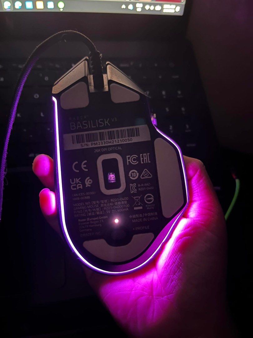 Razer Basilisk V3 Gaming Mouse (Category: Mouse & Mousepads) located in Candon. Submitted by brightforest_321f17 (Listing ID 1461501429, Image 2). Description: - Razer Basilisk V3 Gaming Mouse - High-precision 26K DPI optical sensor - Fully customizable buttons and Chroma RGB lighting - Compatible with Razer Synapse software - Excellent for both gaming and productivity tasks - Guaranteed to be in perfect working condition.