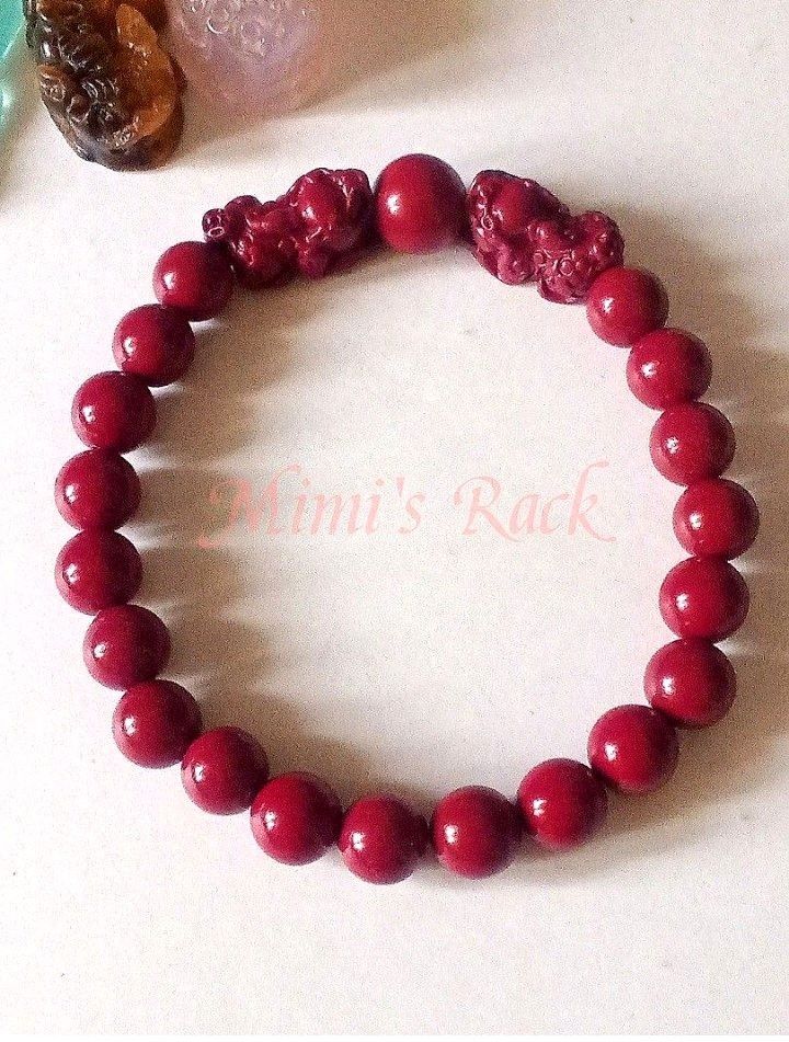 Red Cinnabar Double Pi Xiu Bracelet (Category: Bracelets) located in Taguig. Submitted by mimisrack (Listing ID 1461386926, Image 1). Description: ❤️A bold and symbolic cinnabar-inspired bracelet featuring paired Pi Xiu charms - believed to attract wealth, protection, and good fortune -Features detailed double Pi Xiu guardian charm beads -Symbolizes wealth attraction, prosperity, and protection -Rich red color associated with luck and positive en