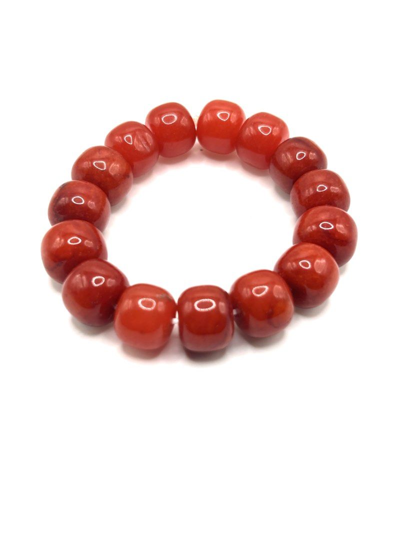 Red Jade Big Barrel Bracelet (Category: Bracelets) located in Quezon City. Submitted by solunagitana (Listing ID 1461537386, Image 2). Description: ❤️✨ RED JADE BRACELET — Wear Good Intentions. ✨❤️ A beautiful reminder to choose love, protection, abundance, strength, and positive energy every day. Red Jade is traditionally associated with vitality, courage, prosperity, and grounding energy. Each Soluna Gitana piece is cleansed, blessed, and creat