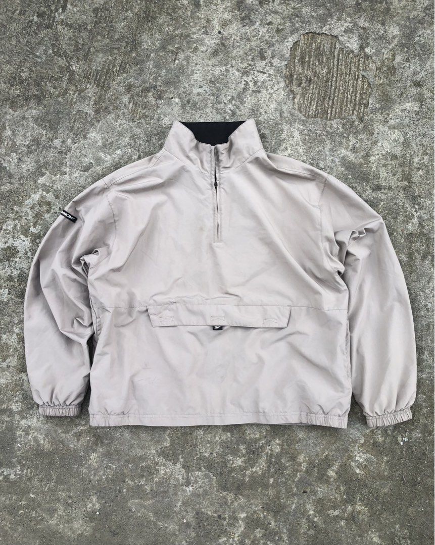 Reebok Windbreaker HalfZip Brownwhite (Category: Coats, Jackets and Outerwear) located in Cabuyao City. Submitted by tambytreds.com (Listing ID 1461549889, Image 1). Description: Dimes length:26 Width:24.5 Size:Large Jnt Corier LalaMove.