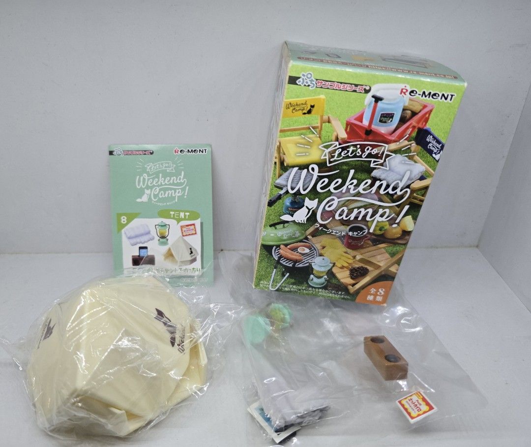 Re-Ment Let's Go! Weekend Camp! Miniature Set (Category: Designer & Blind Box Toys) located in Manila. Submitted by minihobbies23 (Listing ID 1461458356, Image 1). Description: - Re-Ment Weekend Camp miniature set - #8: The Tent - Original box included - Great for collectors or fans of miniatures - Ideal for display or imaginative play.