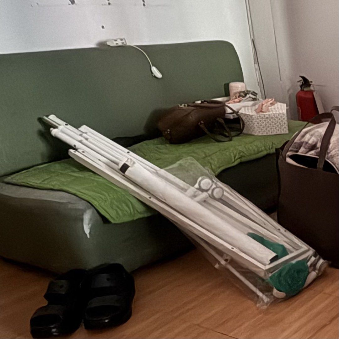 Rigga Clothing Rack (Category: Shelves, Cabinets & Racks) located in Bulacan. Submitted by ukiyokim (Listing ID 1461363458, Image 2). Description: IKEA RIGGA CLOTHING RACK Preloved RFS: Decluttering/ Moving Out Has signs of usage Complete parts Orig Price: 1299 php Sale Price: 900 php.