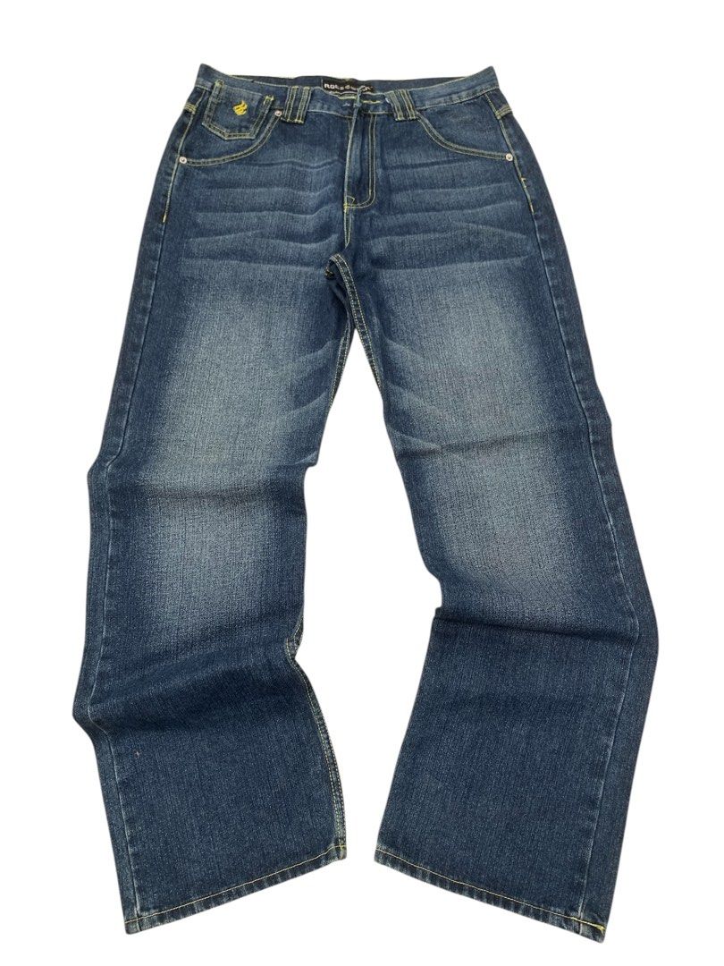ROCAWEAR (EMBROIDERED DESIGN) (Category: Jeans) located in Aloran. Submitted by archives_wear (Listing ID 1461376828, Image 3). Description: ISSUE NASA PICS WAIST 34 THIGH 13.5 LENGTH 45 LEG OPENING 9.5 PRICE 1300.