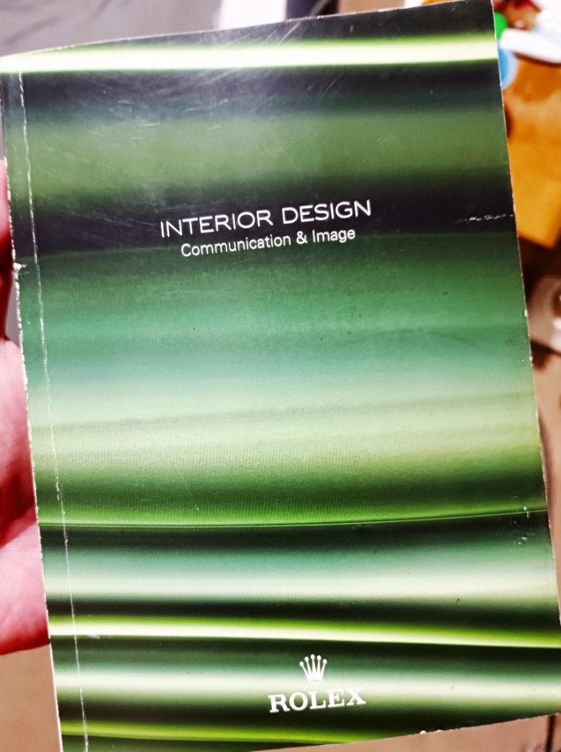 Rolex Interior Design Communication & Image Booklet (Category: Textbooks) located in Makati City. Submitted by dags011 (Listing ID 1461509294, Image 1). Description: - Rare booklet featuring Rolex logo. - Topics: Interior Design, Communication & Image. - Ideal for Rolex collectors and history enthusiasts. - Cover shows some signs of wear..