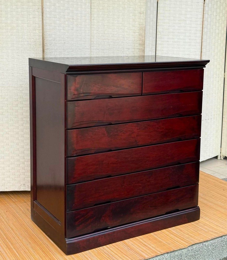 ROSEWOOD CHEST DRAWER IN GOOD CONDITION (Category: Shelves, Cabinets & Racks) located in Manila. Submitted by jerichocal17856 (Listing ID 1461428103, Image 2). Description: JAPAN SURPLUS SOLID WOOD ROSEWOOD CHEST DRAWER IN GOOD CONDITION SIZE: 45H x 41.5L x 24.5W inches.