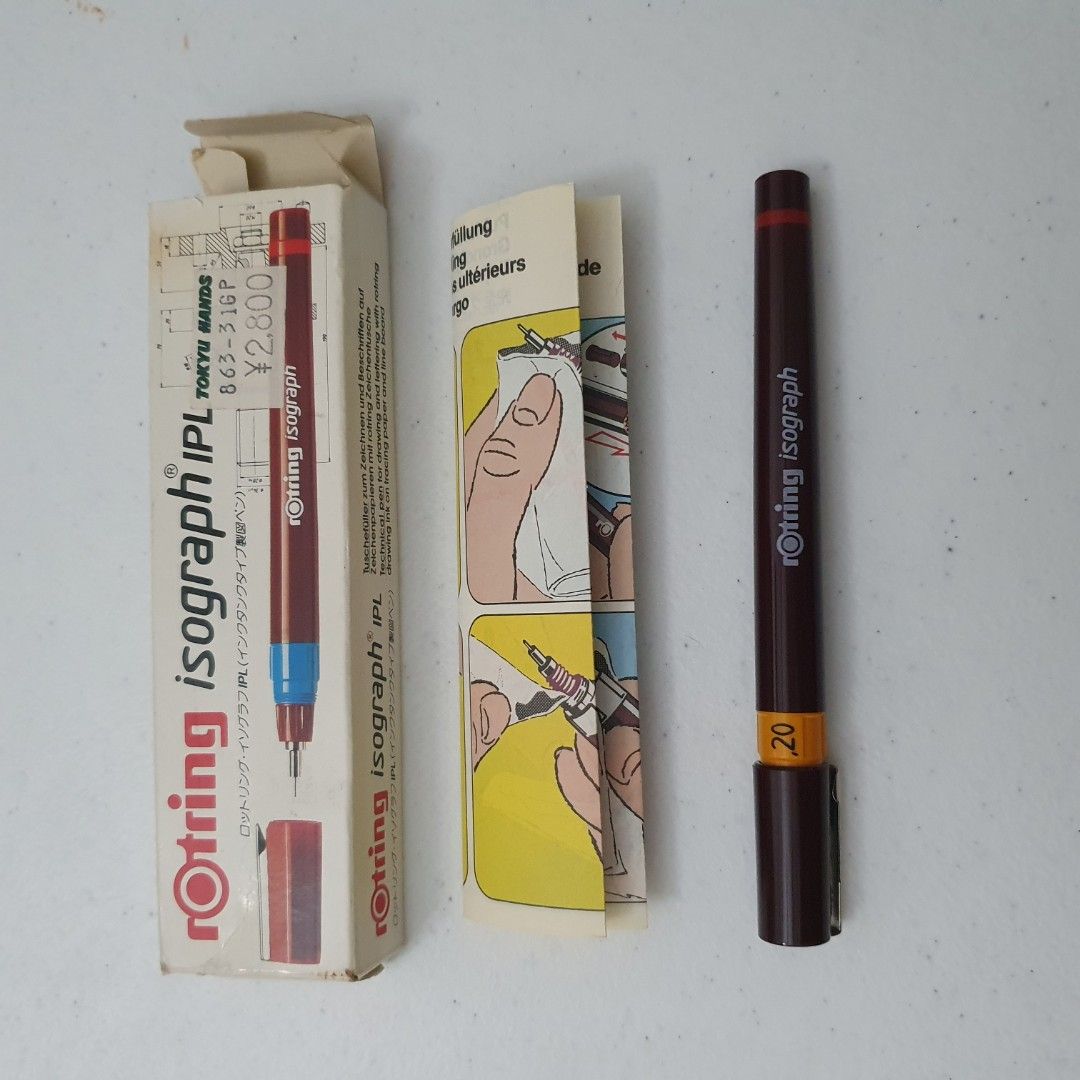 Rotring Isograph IPL Technical Pen 0.20mm (Category: Stationery & School Supplies) located in Paranaque City. Submitted by cobien (Listing ID 1461540784, Image 2). Description: - Rotring Isograph IPL technical pen - 0.20mm nib size - Comes with original box and instructions - Ideal for drafting and detailed drawing.