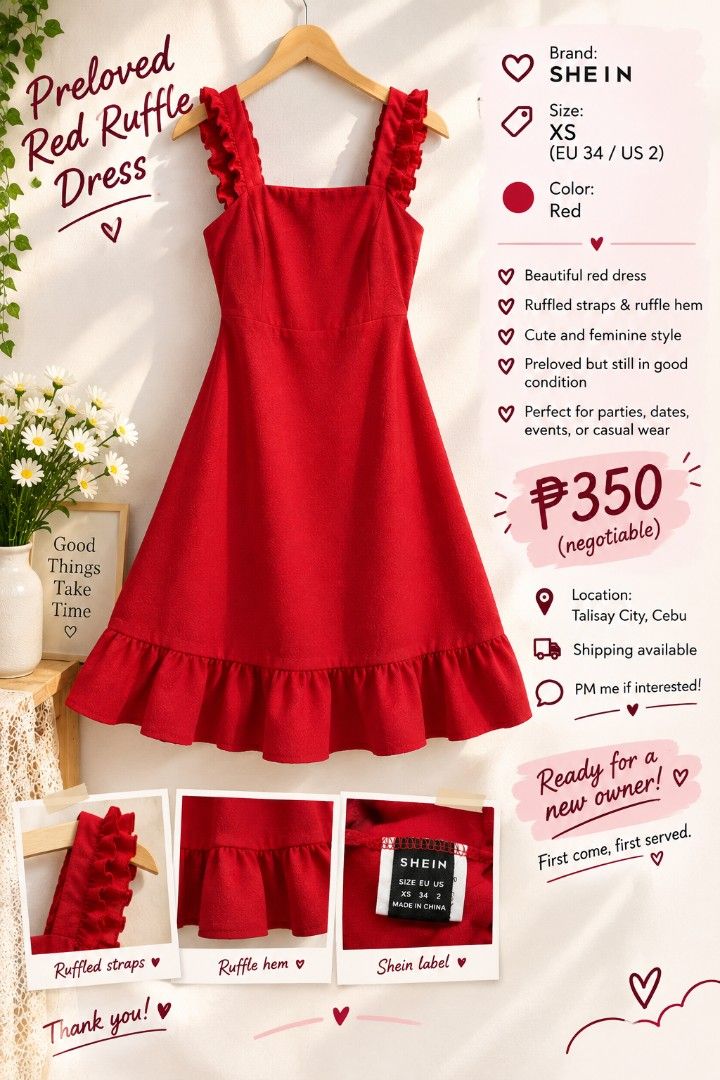 Ruffle Red Dress (Category: Dresses) located in Manila. Submitted by helen021301 (Listing ID 1461369789, Image 1). Description: BackLess Red Ruffle Dress.