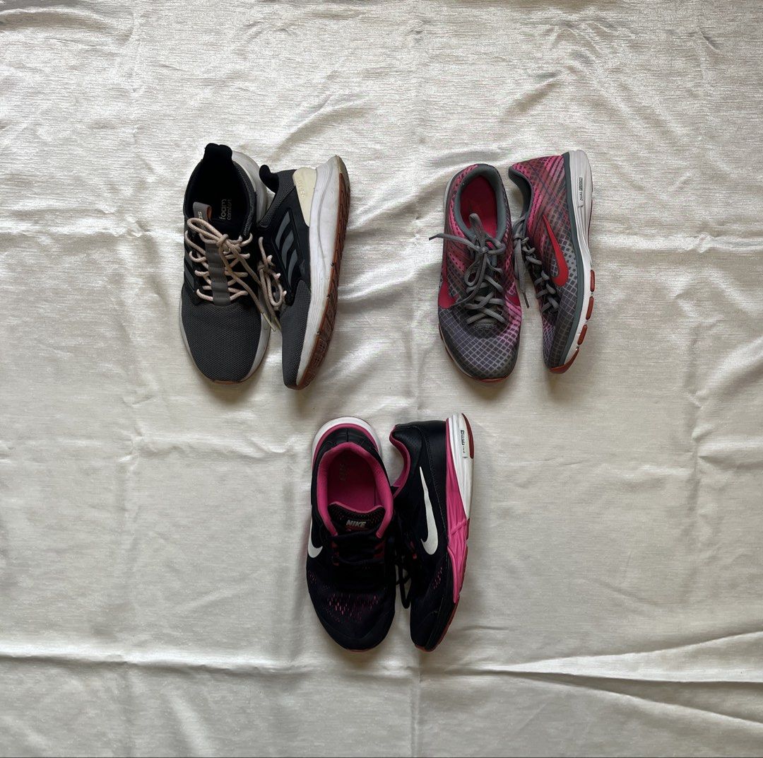Running Shoes Bundle (Nike, Adidas) (Category: Sneakers) located in Dasmarinas. Submitted by minx203 (Listing ID 1461457353, Image 1). Description: BUNDLE PRICE: 2,500 INDIVIDUAL PRICE: Adidas Cloudfoam Comfort (US 7.5): 1,500 Nike Dual Fusion FlywireTR-2 (US 7): 1,000 Nike Tri-Fusion Run (US 8): 1,000.