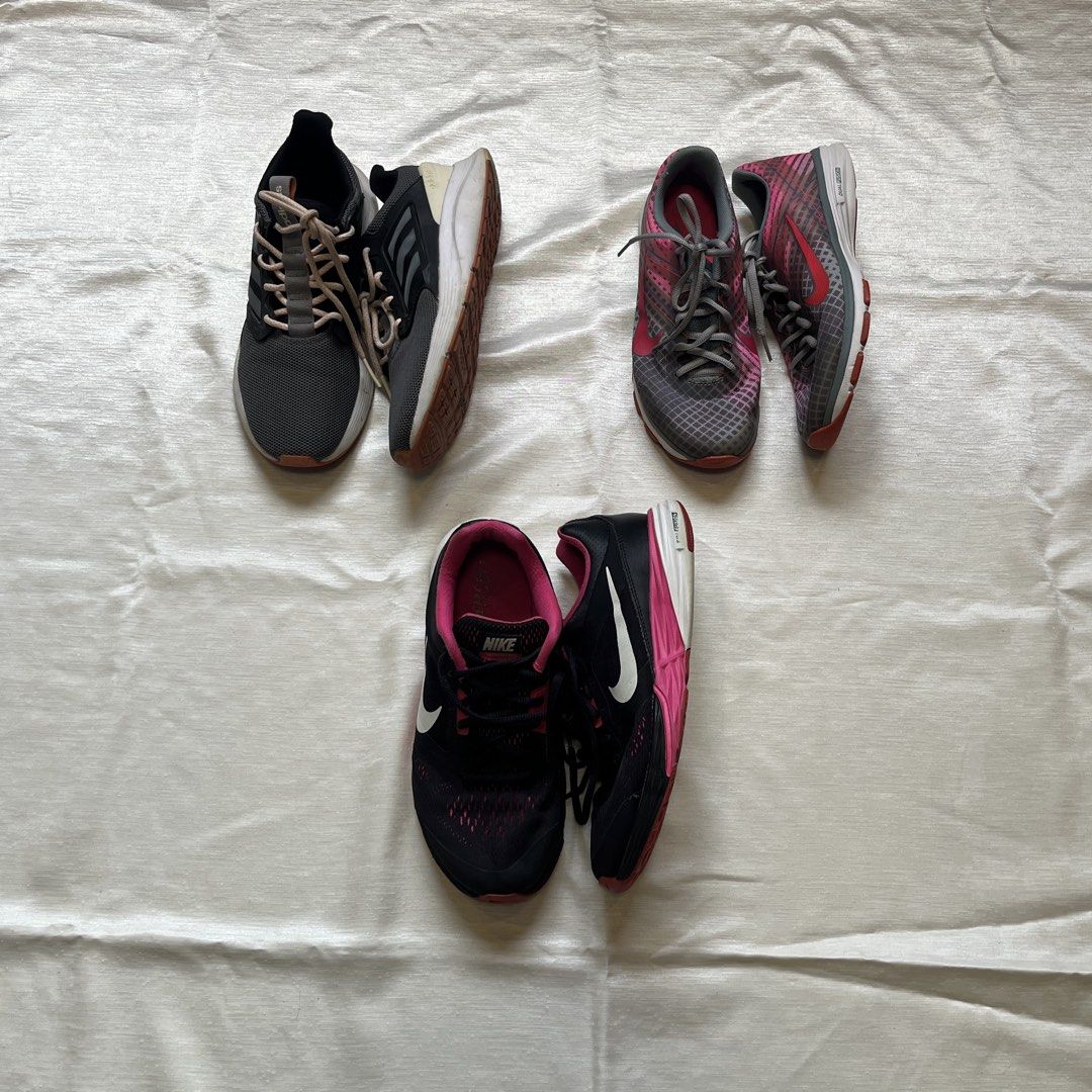 Running Shoes Bundle (Nike, Adidas) (Category: Sneakers) located in Dasmarinas. Submitted by minx203 (Listing ID 1461457353, Image 2). Description: BUNDLE PRICE: 2,500 INDIVIDUAL PRICE: Adidas Cloudfoam Comfort (US 7.5): 1,500 Nike Dual Fusion FlywireTR-2 (US 7): 1,000 Nike Tri-Fusion Run (US 8): 1,000.